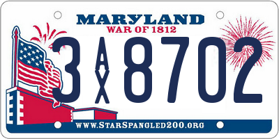 MD license plate 3AX8702
