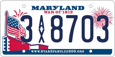 MD license plate 3AX8703