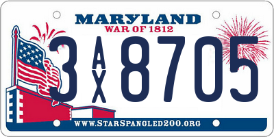 MD license plate 3AX8705