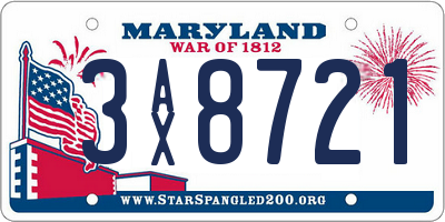 MD license plate 3AX8721