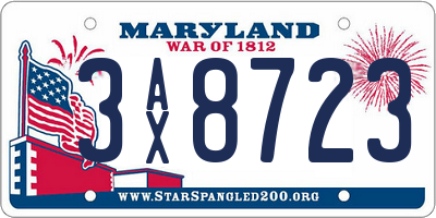 MD license plate 3AX8723