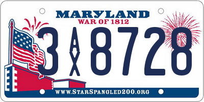 MD license plate 3AX8728