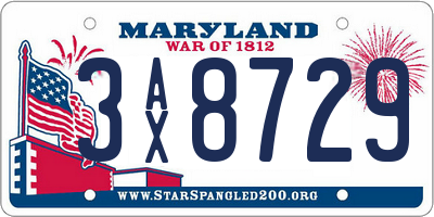MD license plate 3AX8729