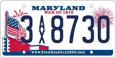 MD license plate 3AX8730