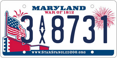 MD license plate 3AX8731