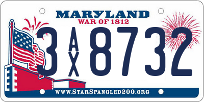 MD license plate 3AX8732