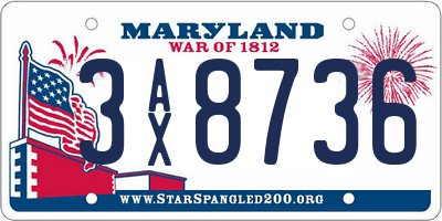 MD license plate 3AX8736