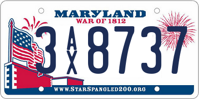 MD license plate 3AX8737