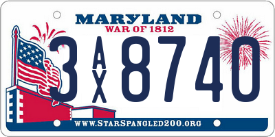 MD license plate 3AX8740