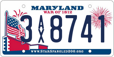 MD license plate 3AX8741