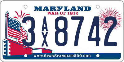 MD license plate 3AX8742