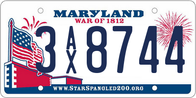 MD license plate 3AX8744