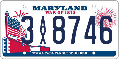 MD license plate 3AX8746