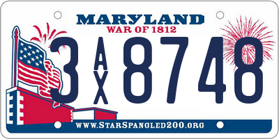 MD license plate 3AX8748