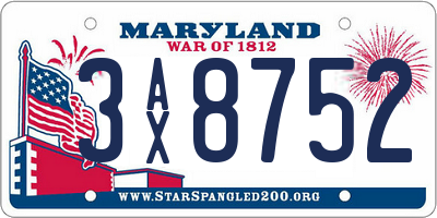 MD license plate 3AX8752
