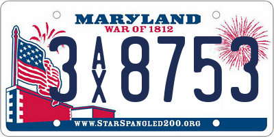 MD license plate 3AX8753