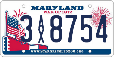 MD license plate 3AX8754