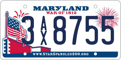 MD license plate 3AX8755
