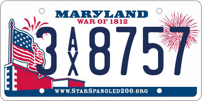 MD license plate 3AX8757