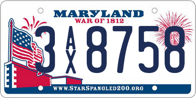 MD license plate 3AX8758
