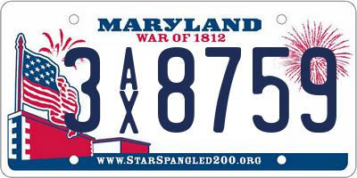 MD license plate 3AX8759