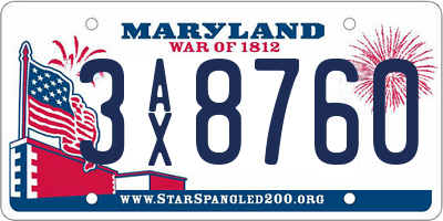 MD license plate 3AX8760