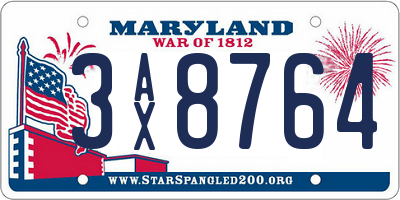 MD license plate 3AX8764