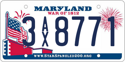 MD license plate 3AX8771