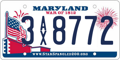 MD license plate 3AX8772