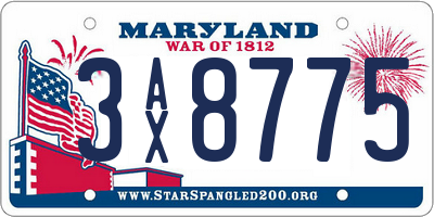 MD license plate 3AX8775