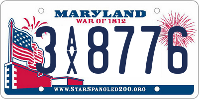 MD license plate 3AX8776
