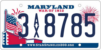 MD license plate 3AX8785