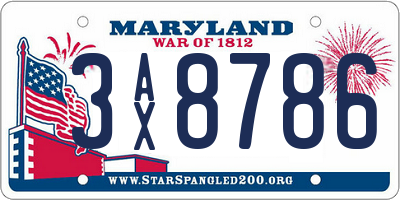 MD license plate 3AX8786