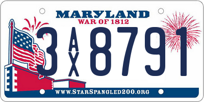 MD license plate 3AX8791