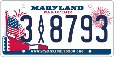 MD license plate 3AX8793