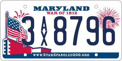 MD license plate 3AX8796