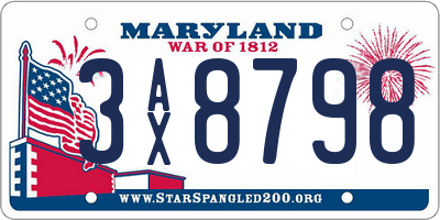 MD license plate 3AX8798