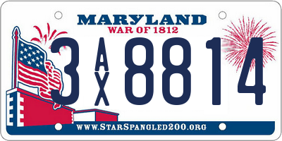 MD license plate 3AX8814