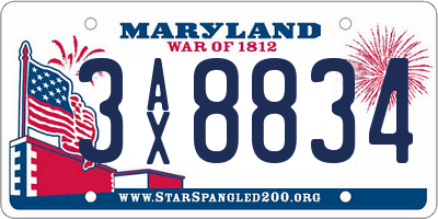 MD license plate 3AX8834