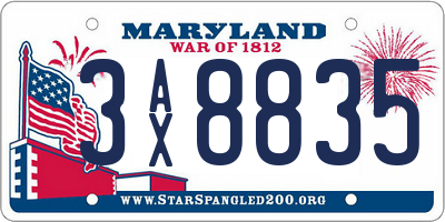 MD license plate 3AX8835