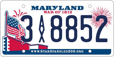 MD license plate 3AX8852