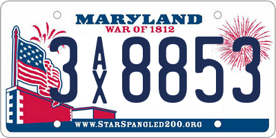 MD license plate 3AX8853