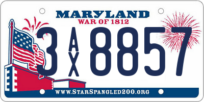 MD license plate 3AX8857