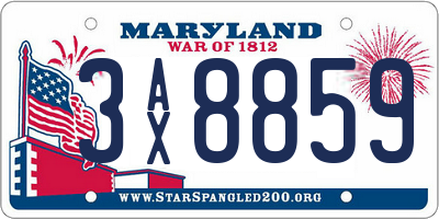 MD license plate 3AX8859