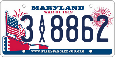 MD license plate 3AX8862