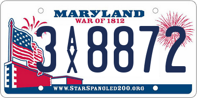 MD license plate 3AX8872
