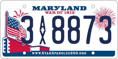MD license plate 3AX8873