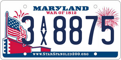 MD license plate 3AX8875