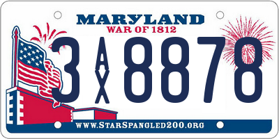 MD license plate 3AX8878