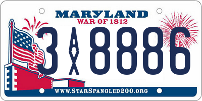 MD license plate 3AX8886